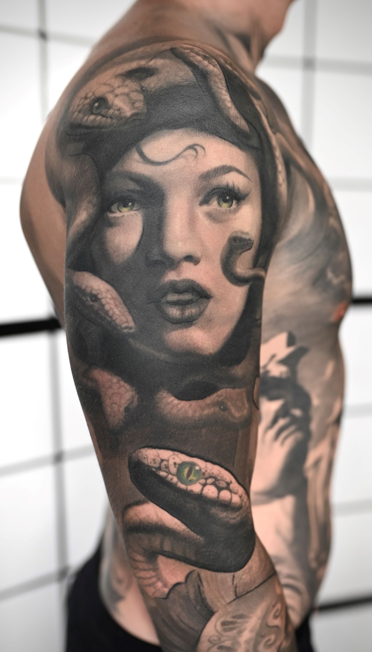 Colour realism sleeve tattoo Glasgow by expert artise